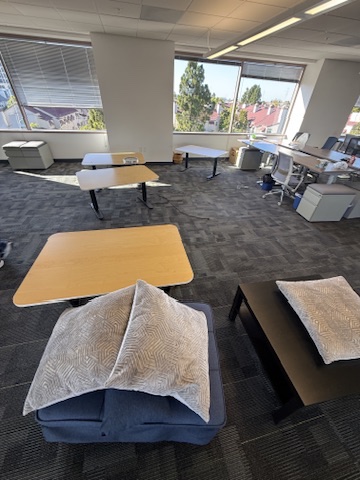Office desks and cushions
